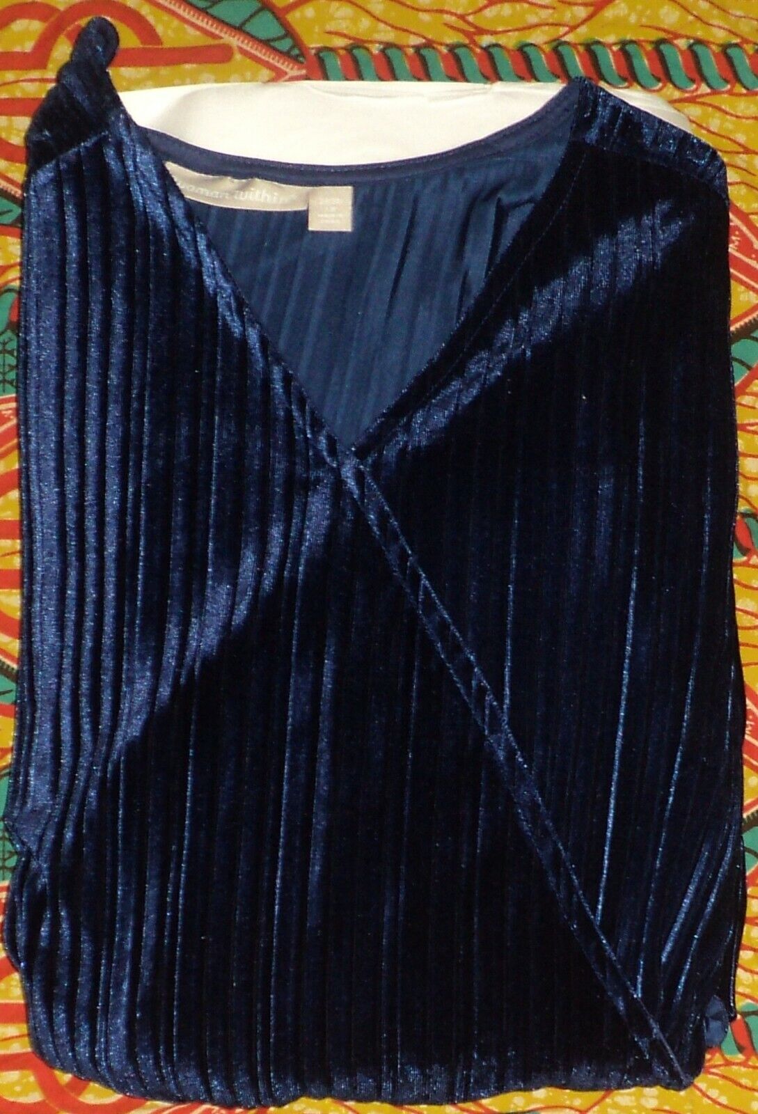 Woman Within Plus size Evening Blue Crinkle Velour Faux Wrap Dress Size 1X-22/24