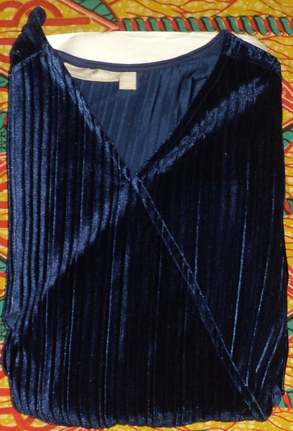 Woman Within Plus size Evening Blue Crinkle Velour Faux Wrap Dress Size 1X-22/24