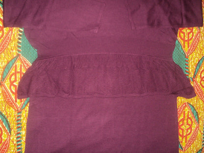 Denim 24/7 Plus Size Boysenberry Pointelle Peplum Sweater Dress Size 3X(30W/32W)
