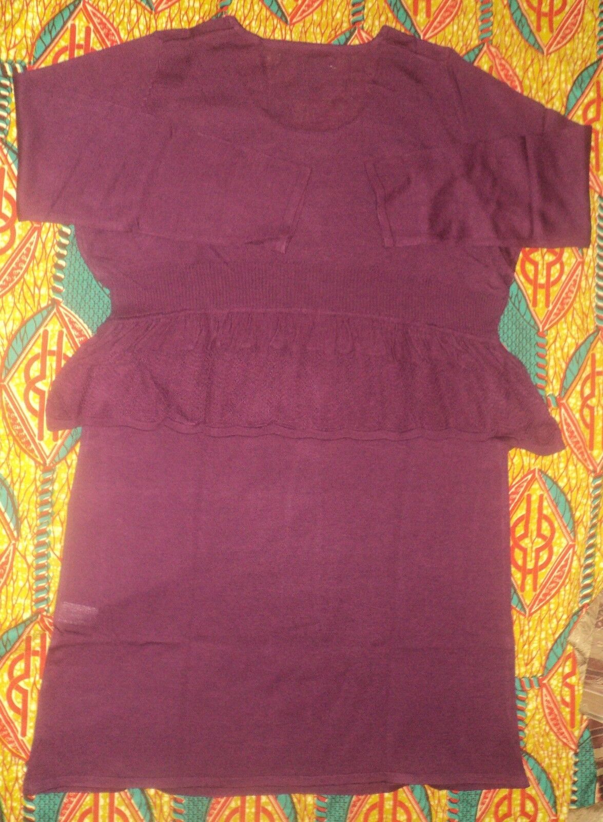 Denim 24/7 Plus Size Boysenberry Pointelle Peplum Sweater Dress Size 3X(30W/32W)