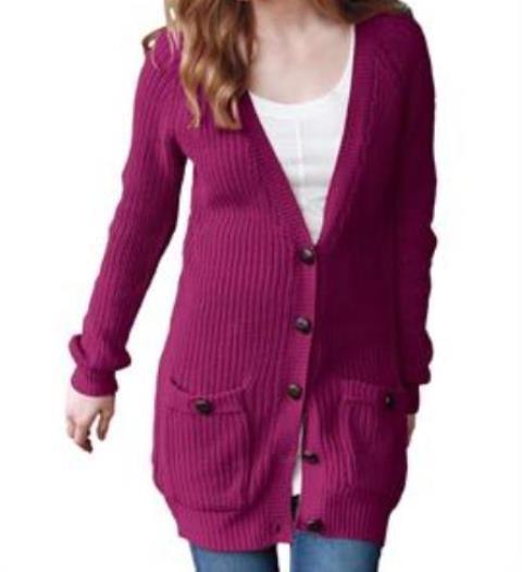 Ellos Plus Size Deep Claret Long Sleeves Button-Down Cardigan Size 3X