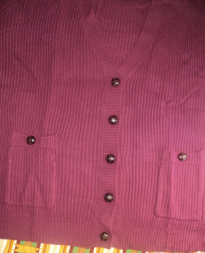 Ellos Plus Size Deep Claret Long Sleeves Button-Down Cardigan Size 3X