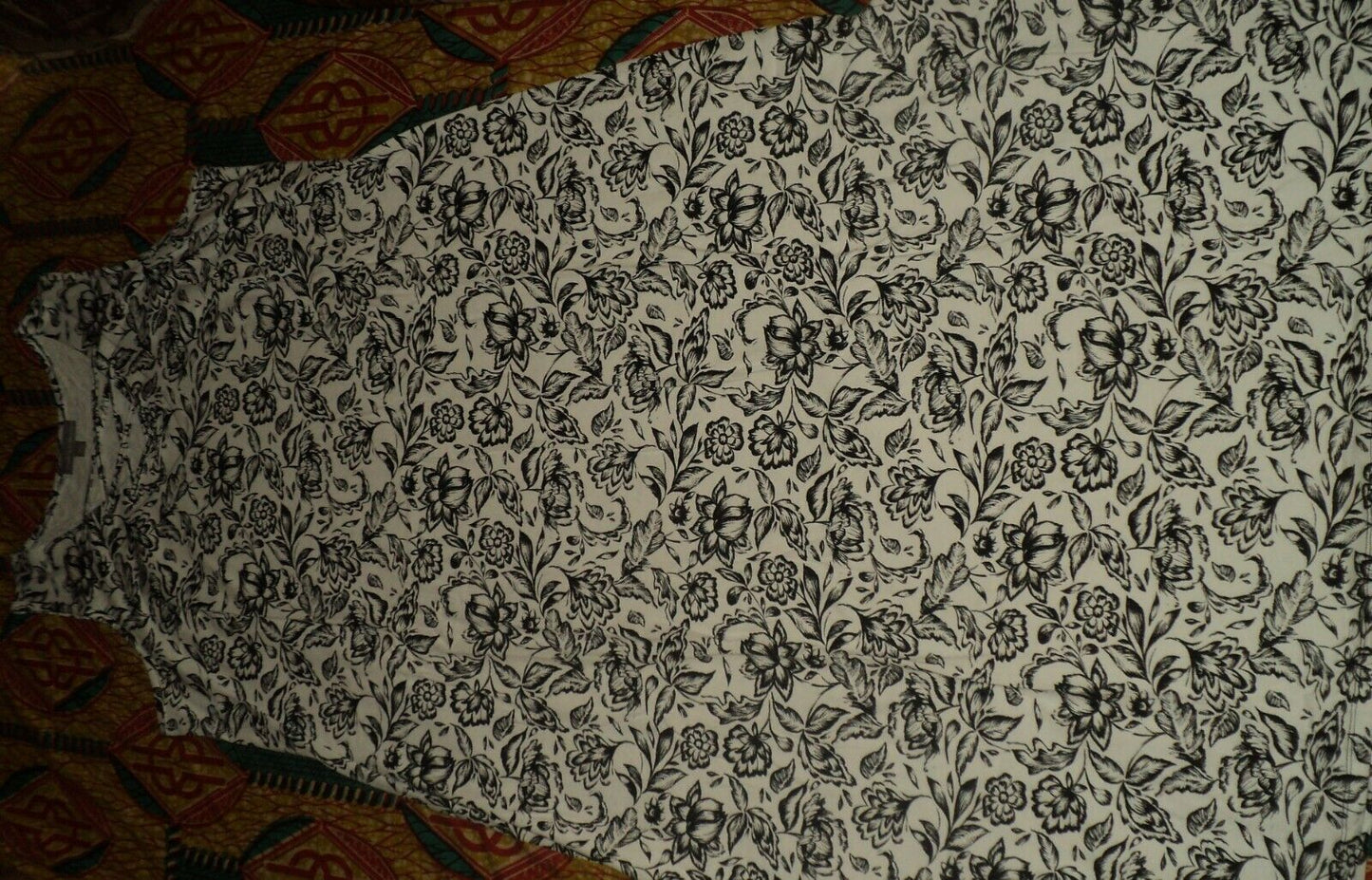 Jessica London Plus Size White Black Floral Faux Lace Up Maxi Dress Size 30W