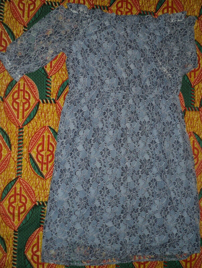 Jessica London Plus Size Sky Blue On Or Off  Style Blouson Lace Dress Size 12W