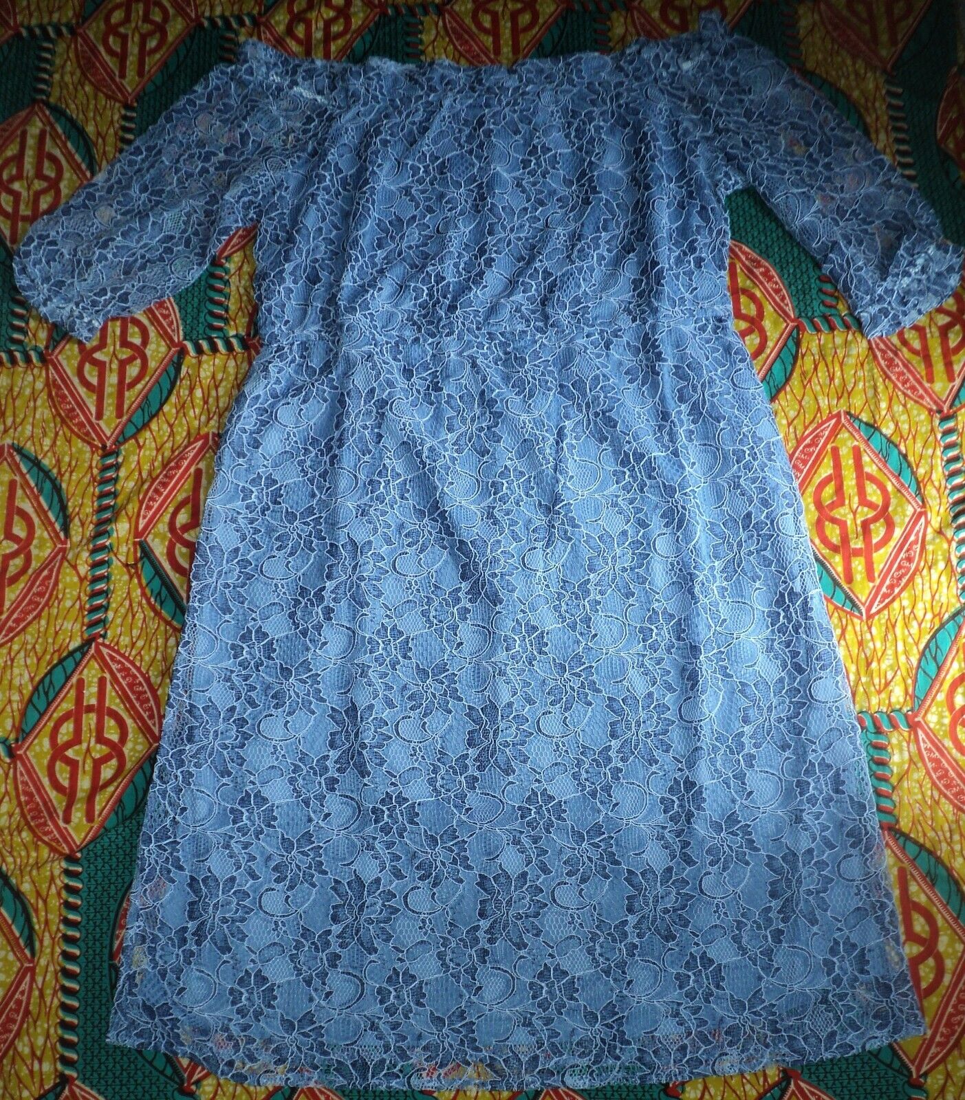 Jessica London Plus Size Sky Blue On Or Off  Style Blouson Lace Dress Size 12W