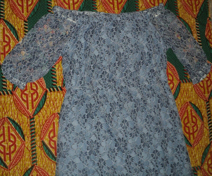 Jessica London Plus Size Sky Blue On Or Off  Style Blouson Lace Dress Size 12W