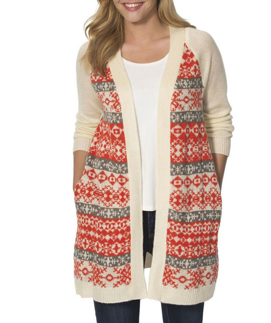 Woman Within Plus Size Bright Orange Fair Isle Cardigan Sweater Size 2X(26/28)