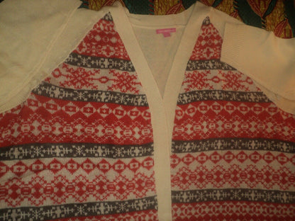Woman Within Plus Size Bright Orange Fair Isle Cardigan Sweater Size 2X(26/28)