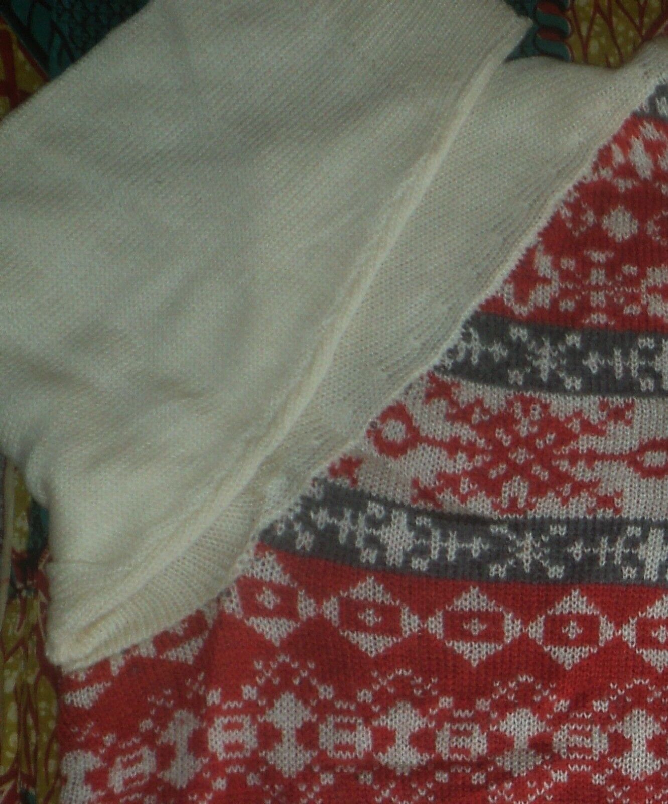 Woman Within Plus Size Bright Orange Fair Isle Cardigan Sweater Size 3X(30/32)