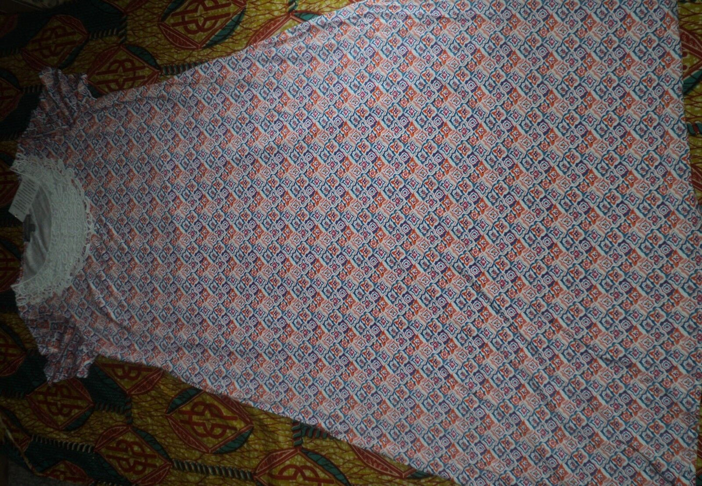 Jessica London Plus Size Petite Vibrant Orange Crochet Applique Maxi Dress 18W