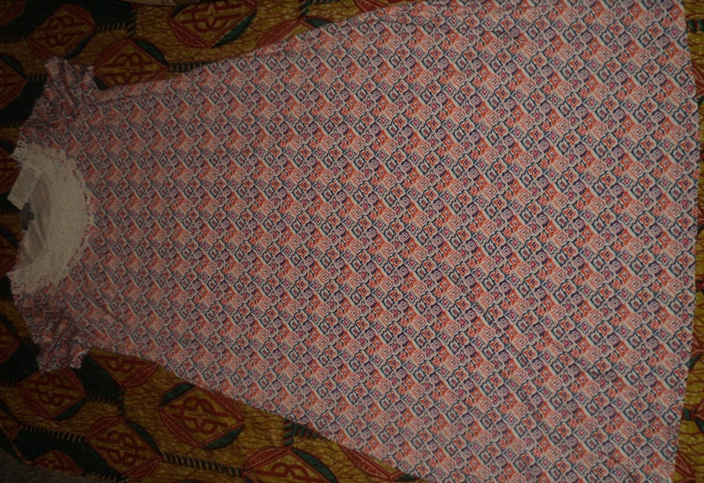 Jessica London Plus Size Petite Vibrant Orange Crochet Applique Maxi Dress 18W