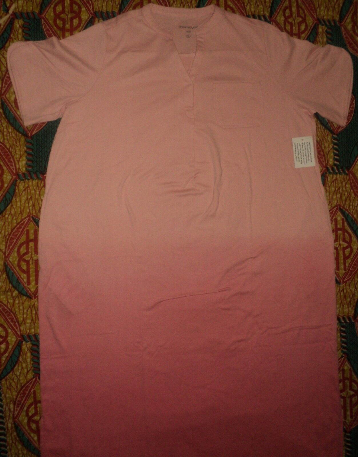 Dreams & Co. Plus Size Coral Rose Ombre Short Sleeve Knit Lounger Size 2X(26/28)