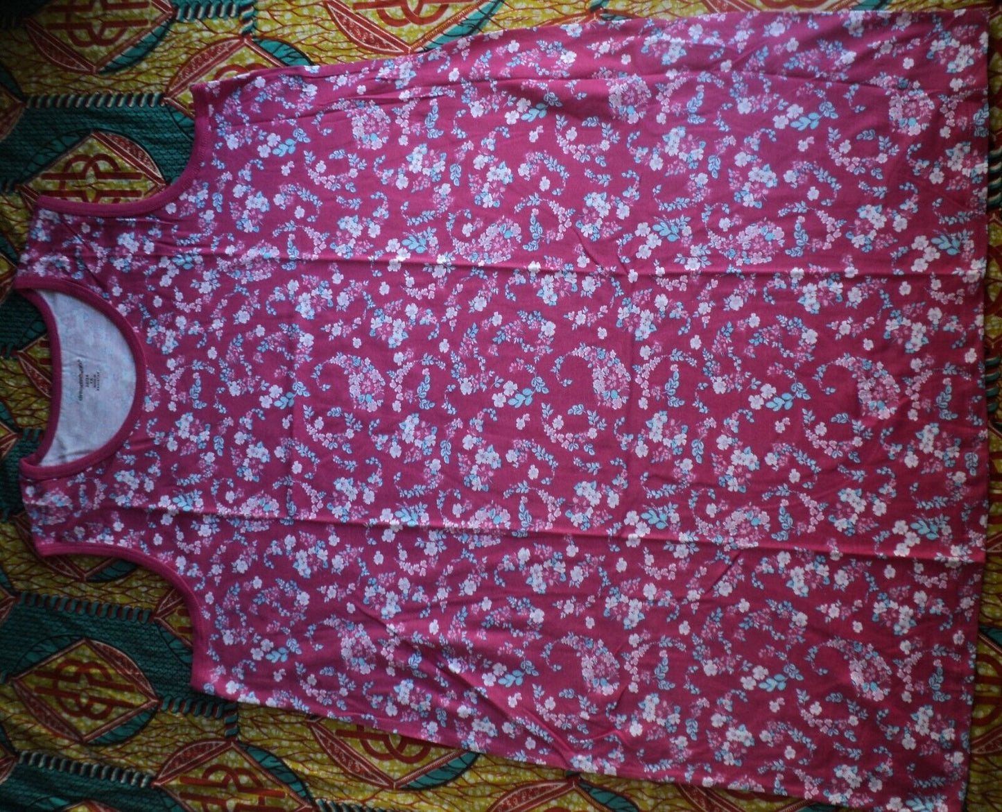 Dreams & Co Plus Size Bright Aqua Blossom 2Pack Sleeveless Sleepshirts Size 1X