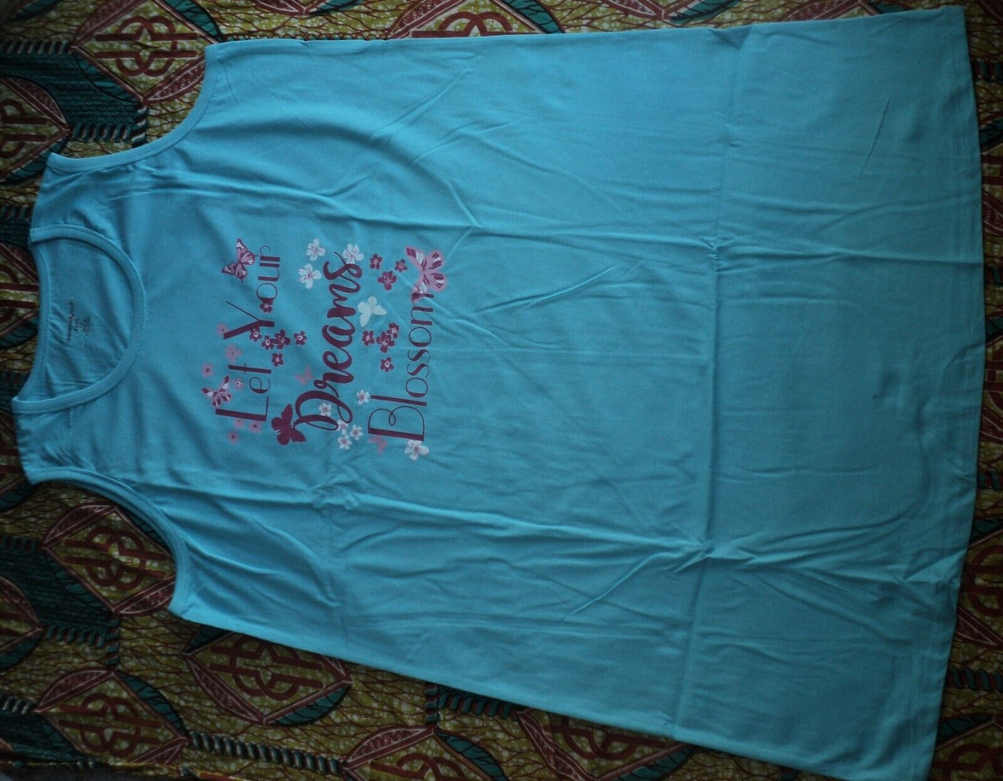 Dreams & Co Plus Size Bright Aqua Blossom 2Pack Sleeveless Sleepshirts Size 2X