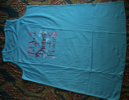 Dreams & Co Plus Size Bright Aqua Blossom 2Pack Sleeveless Sleepshirts Size 2X