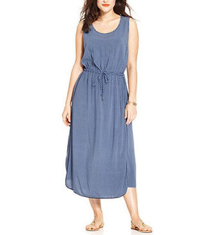 Two by Vince Camuto Plus Size Blue Night Sleeveless Printed Maxi Dress Size 3X