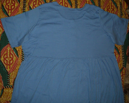 Woman Within  Plus Size Horizon Blue Button Front Empire Waist Dress Size 5X