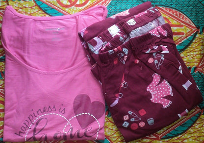 Dreams & Co. Plus Size Pomegranate Happiness Sleeveless Pajamas Set Size 1X