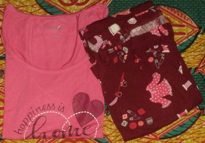 Dreams & Co. Plus Size Pomegranate Happiness Sleeveless Pajamas Set Size 1X