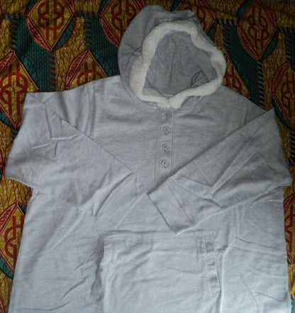 Dreams & Co. Plus Size Heather Grey Long Sleeves Hooded Lounger Size L(18/20)