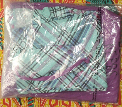 Dreams & Co. Plus Size Multi Plaid Pajama Set With/Eye Mask Size L(18/20)