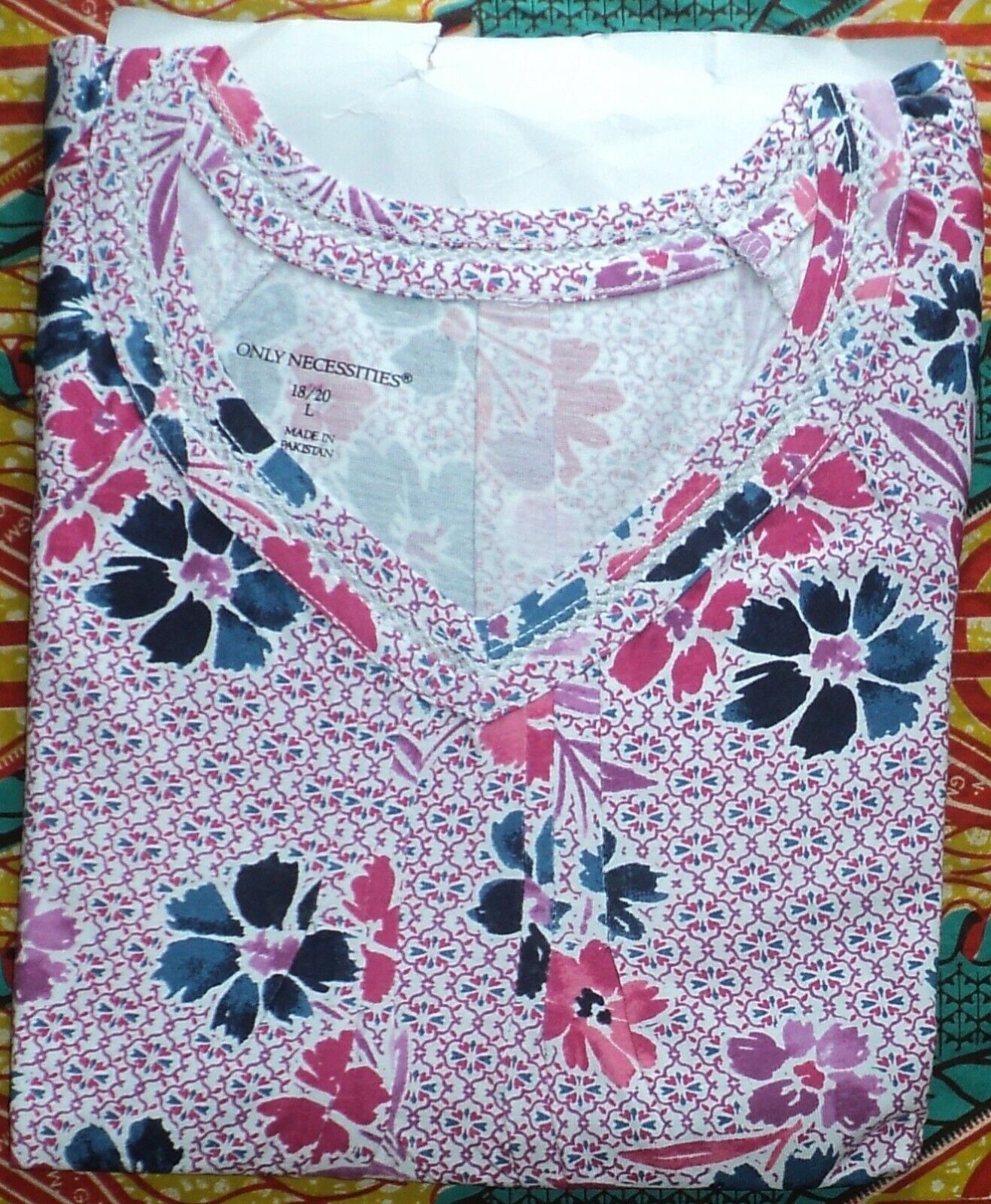 Only Necessities Plus Size Radiant Orchid Crochet Trim Nightgown Size 4X(34/36)