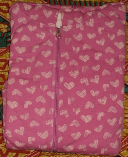 Dreams & Co. Plus Size Rosebud Striped Hearts Long Fleece Hoodie Robe Size 2X