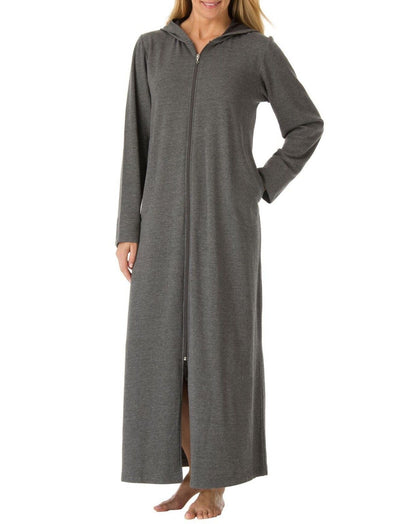 Dreams & Co. Plus Size Heather Charcoal Long Fleece Hoodie Robe Size 6X(42/44)