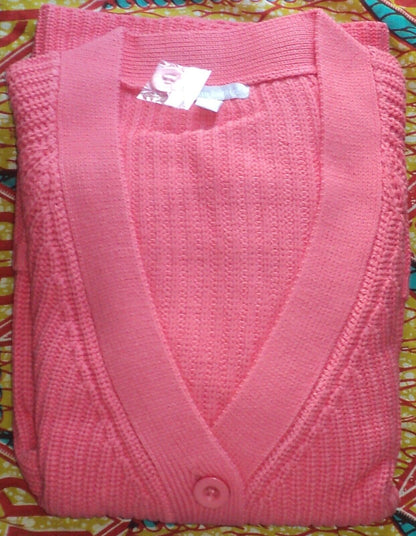 Woman Within Plus Size Sunset Coral Shaker Knit Cardigan Size 3X(30/32)