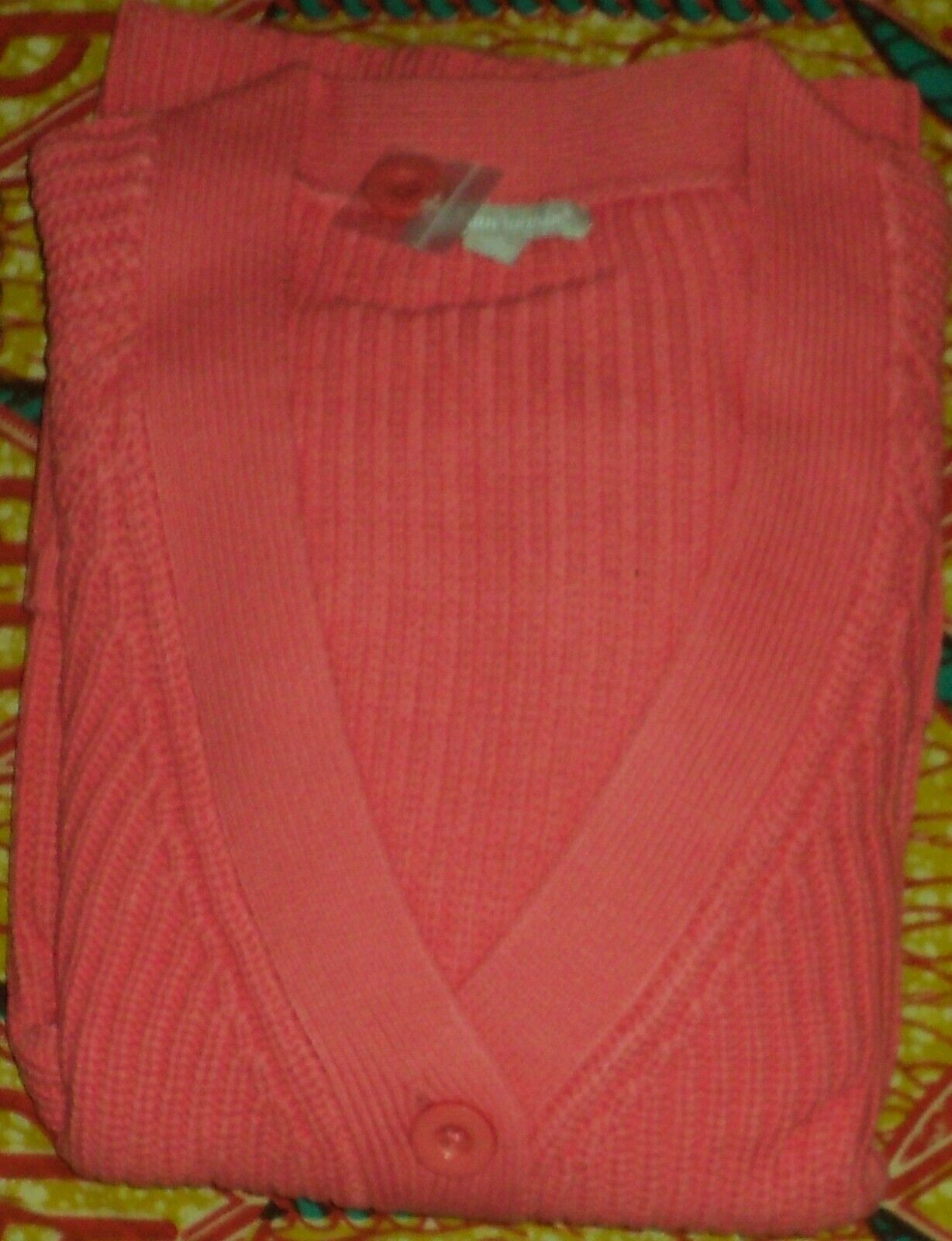 Woman Within Plus Size Sunset Coral Shaker Knit Cardigan Size 3X(30/32)