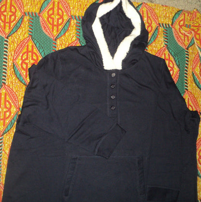 Dreams & Co. Plus Size Navy Long Sleeves Hooded Lounger Size 2X(26/28)