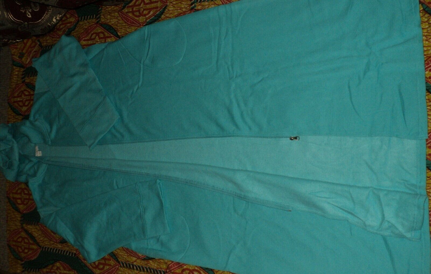 Dreams & Co. Plus Size  Caribbean Blue Long Fleece Hoodie Robe Size 6X(42/44)