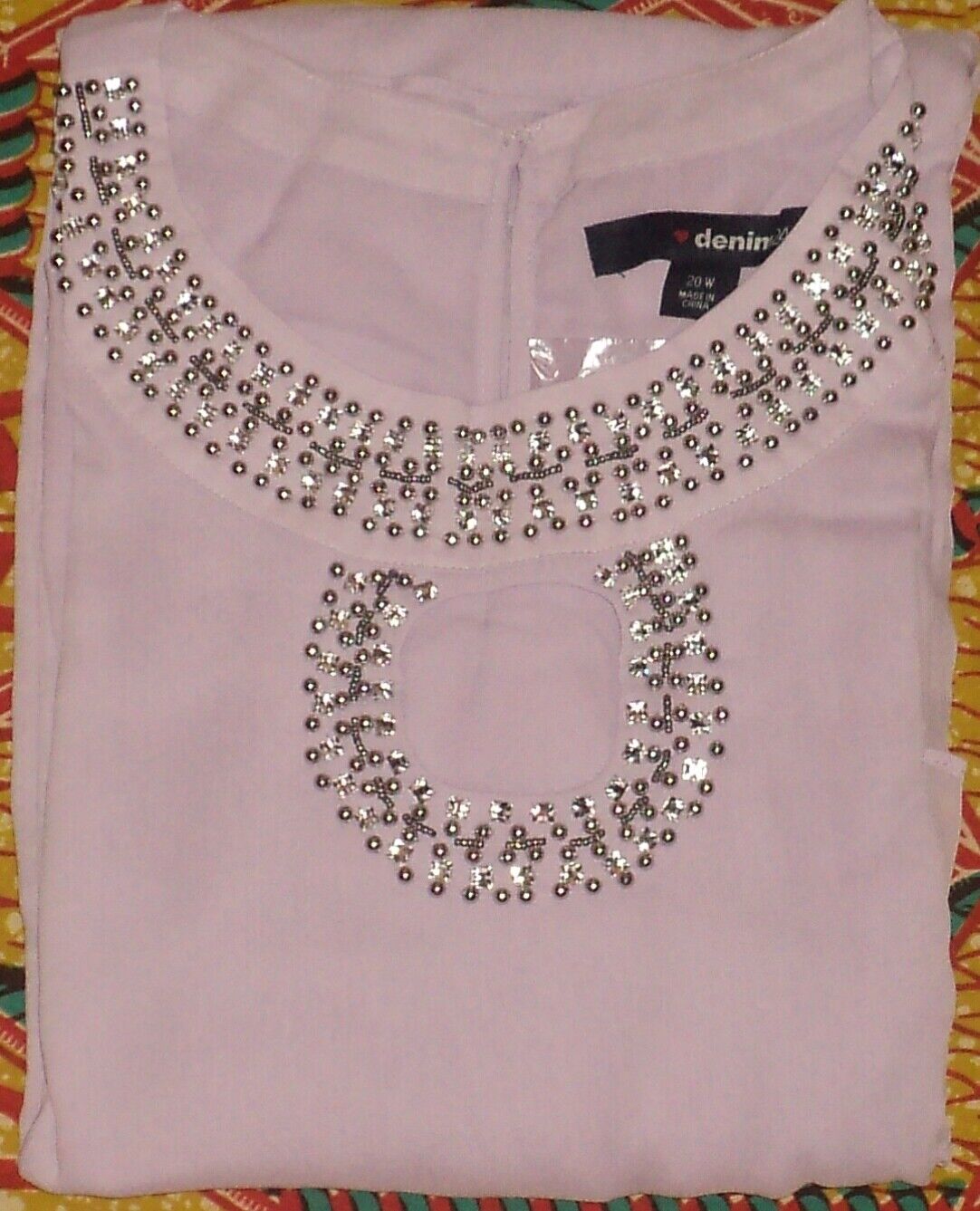 Denim 24/7 Plus Size Pale Lavender Embellished High-Low Sleeveless Dress Sz 30W