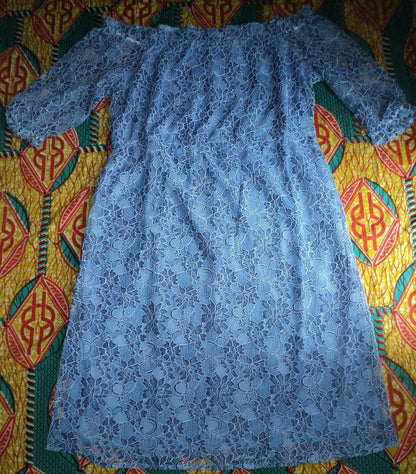 Jessica London Plus Size Sky Blue On Or Off  Style Blouson Lace Dress Size 28W