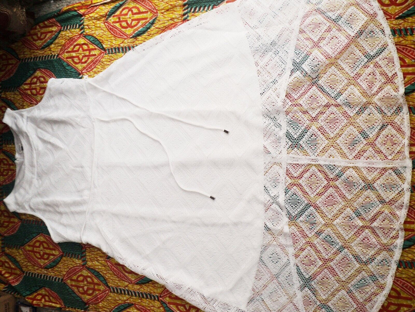 Avenue Plus Size White Sleeveless Crochet Or Lace Hi Lo Maxi Dress Size 18/20