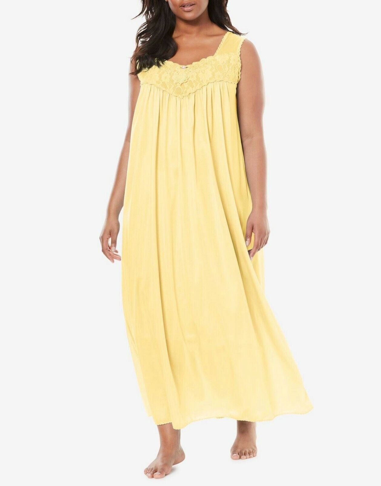 Only Necessities Plus Size Warm Yellow Long Tricot Knit Nightgown Size 4X(34/36)