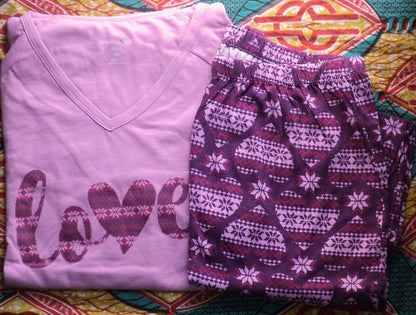 Dreams & Co Plus Size Light Orchid Love Knit Capri Pajamas Set Size 1X(22/24)