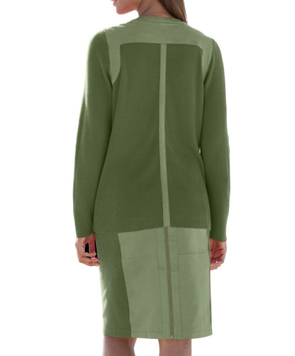 Jessica London Plus Size Forest Green Long Sleeve Leather-Trim Cardigan Sz 22/24