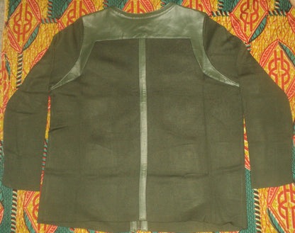 Jessica London Plus Size Forest Green Long Sleeve Leather-Trim Cardigan Sz 22/24