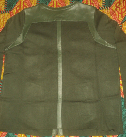 Jessica London Plus Size Forest Green Long Sleeve Leather-Trim Cardigan Sz 22/24