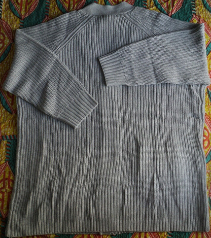 Woman Within Plus Size Heather Grey Long Sleeve Shaker Knit Cardigan Sz 3X-30/32