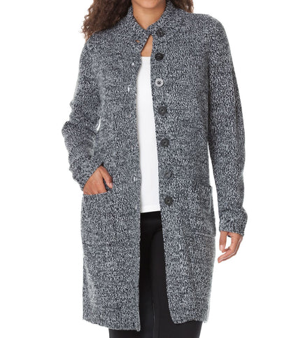 Woman Within Plus Size  Black White Marled Sweater Cardigan Size L(18/20)