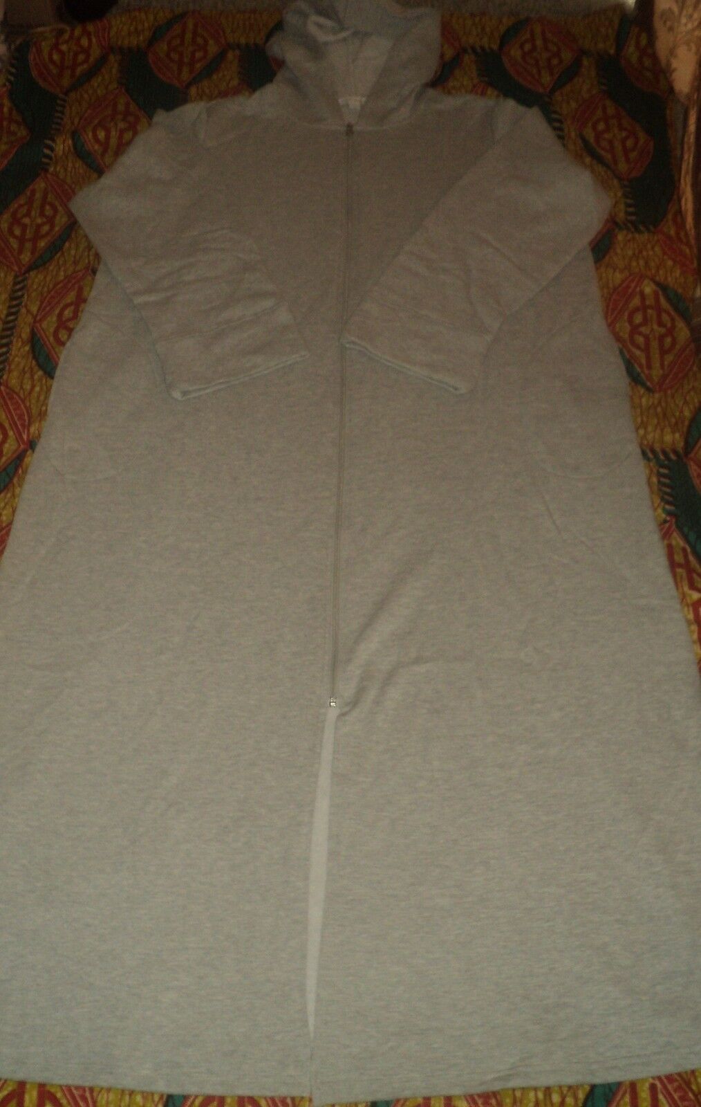 Dreams & Co. Plus Size Heather Grey Long Fleece Hoodie Robe Size 2X(26/28)