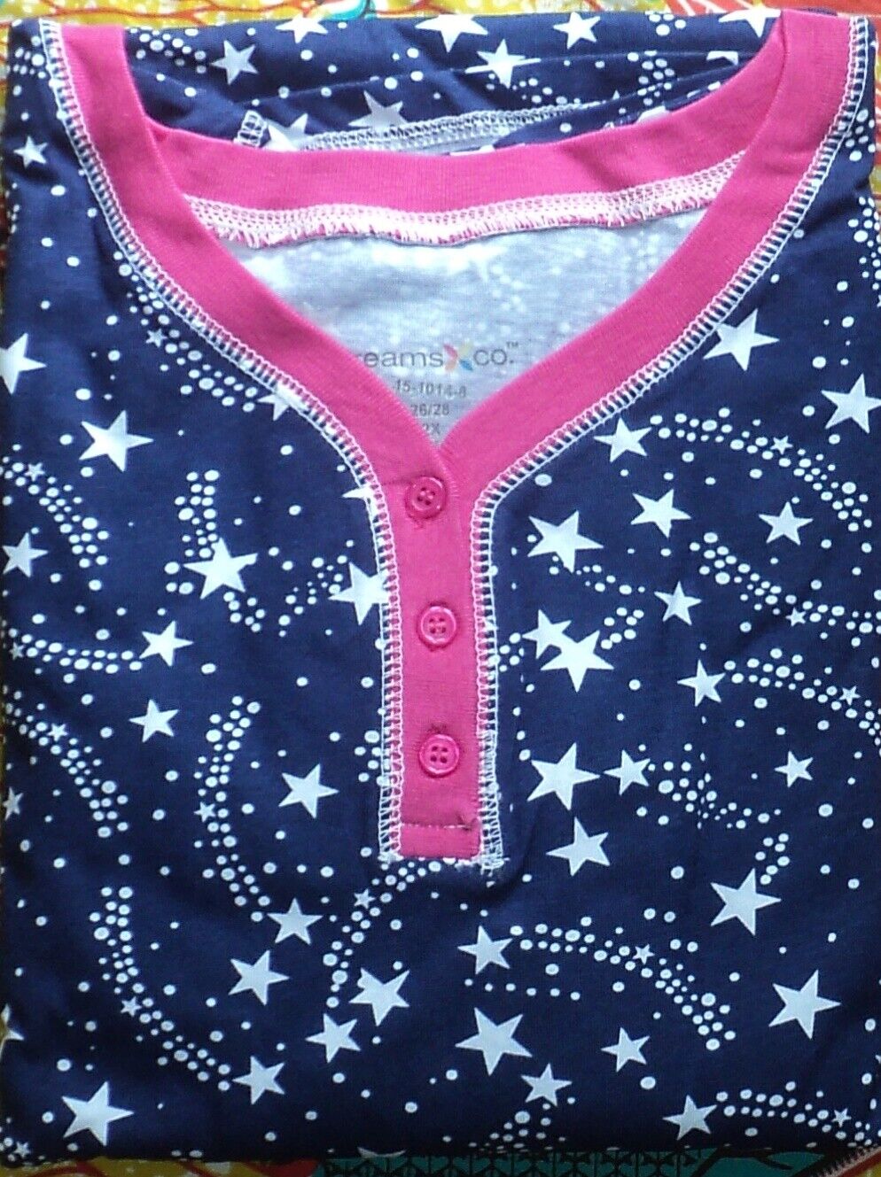 Dreams & Co. Plus Size Evening Blue Stars Long Henley Sleepshirt Size 4X(34/36)