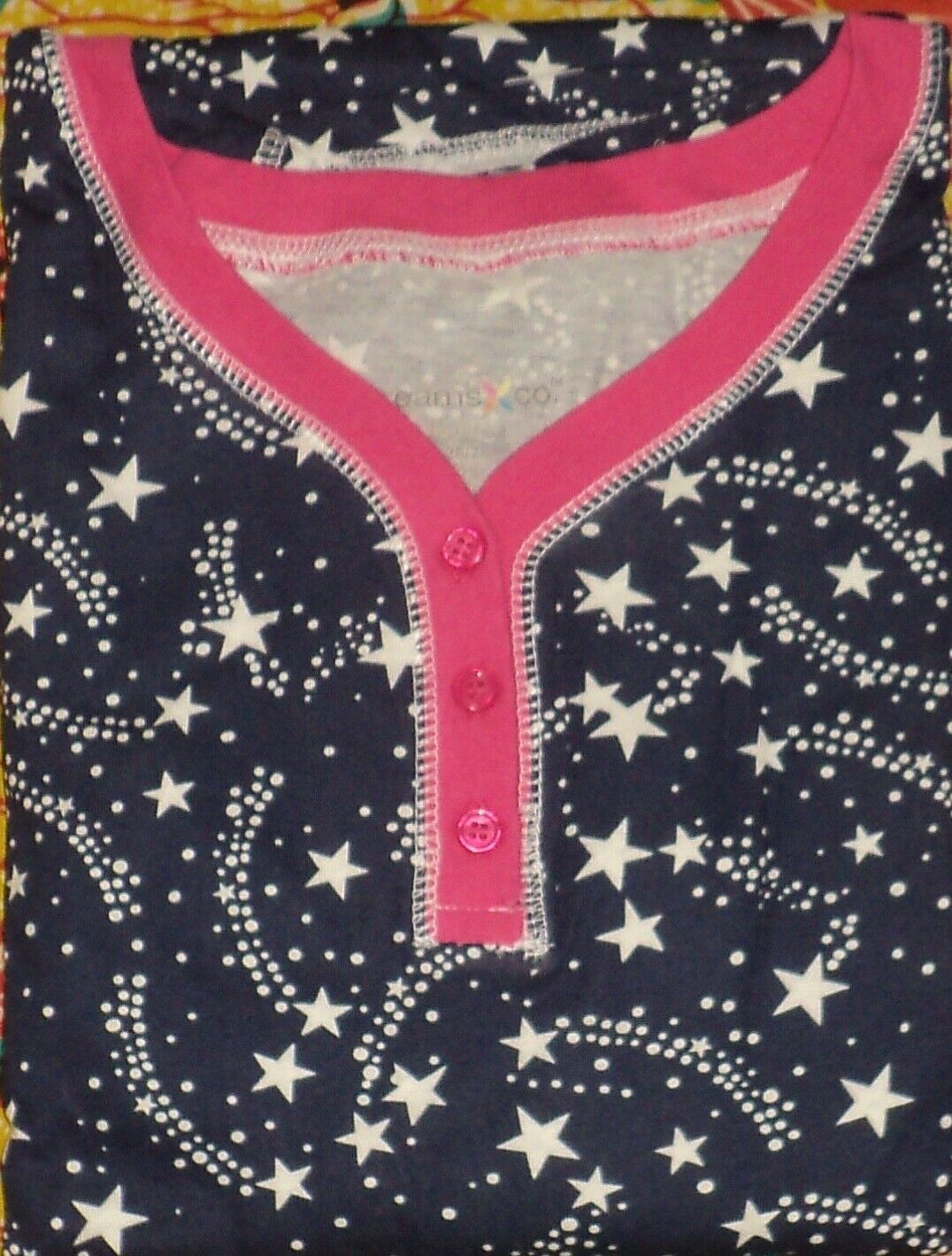 Dreams & Co. Plus Size Evening Blue Stars Long Henley Sleepshirt Size 4X(34/36)