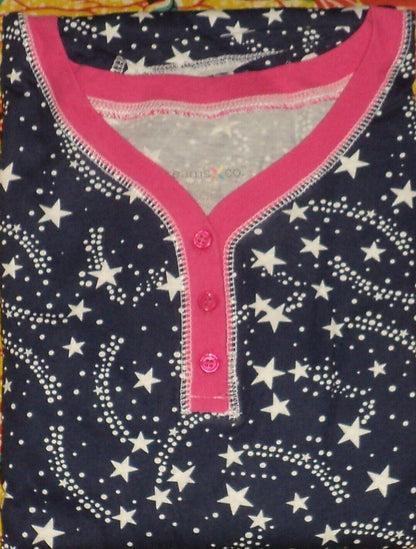 Dreams & Co. Plus Size Evening Blue Stars Long Henley Sleepshirt Size 4X(34/36)