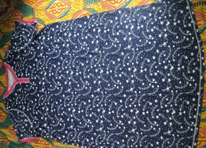 Dreams & Co. Plus Size Evening Blue Stars Long Henley Sleepshirt Size 4X(34/36)