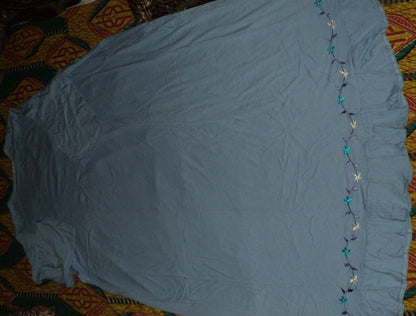 Only Necessities Plus Size Sky Blue 3/4 Sleeves Smocked Nightgown Size L-18/20