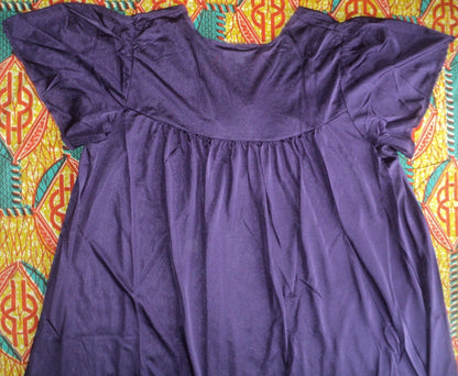 Only Necessities Plus Size Rich  Violet Short Silky Lace-Trim Nightgown Size 5X