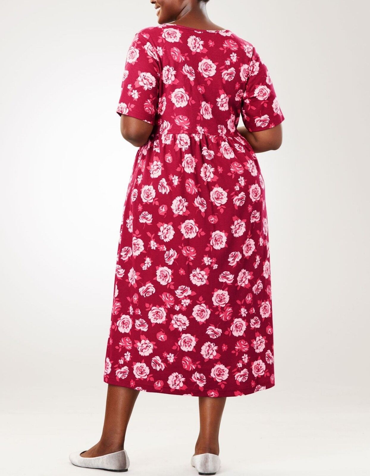 Woman Within Plus Size Paradise Blue Button Front Empire Waist Dress Size 6X